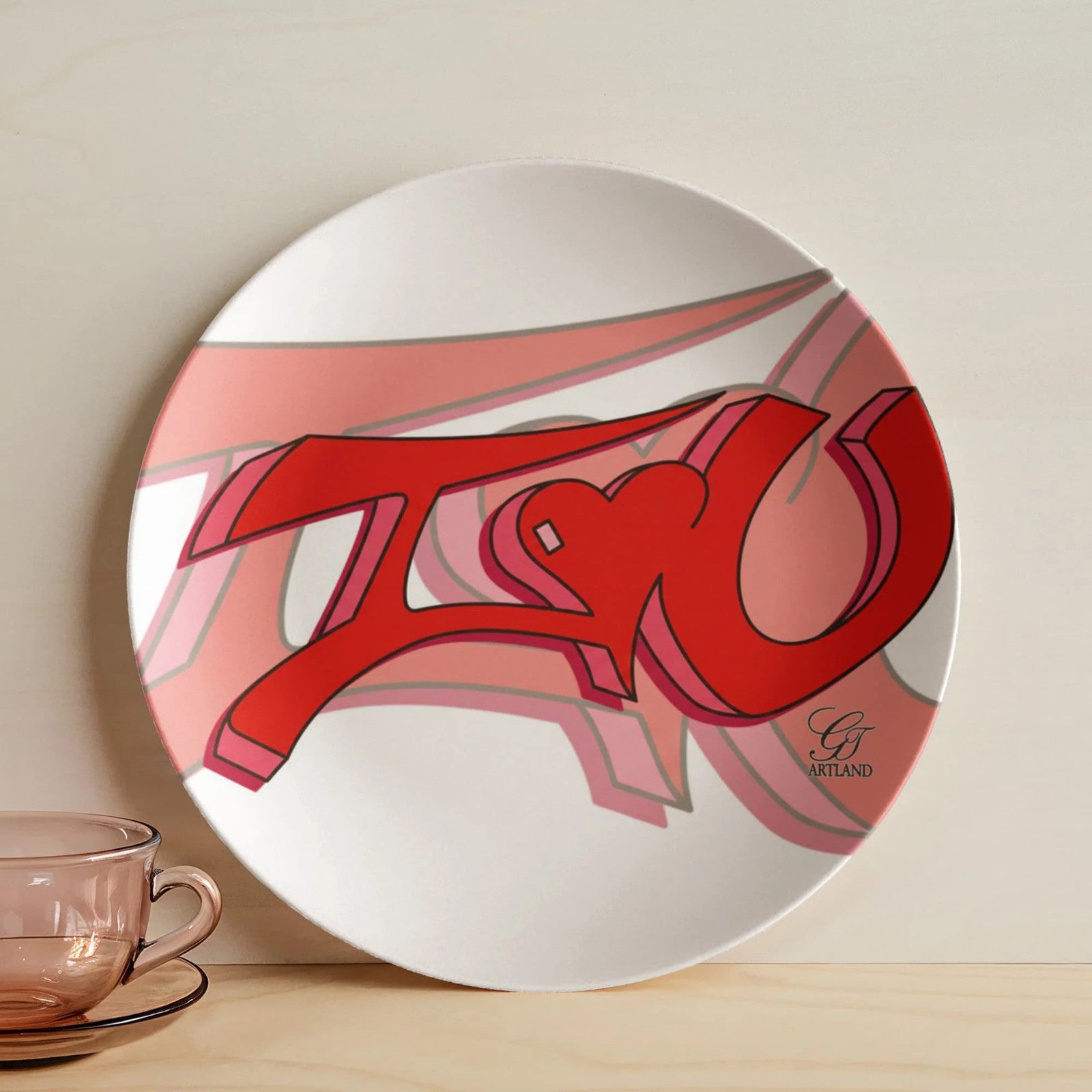 I Love You 3D Graffiti Graphic 10” Plate by GT Artland