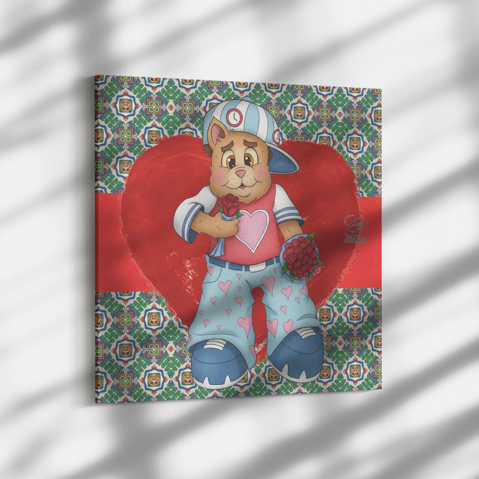 Swag Tailored Bear with Dozen of Roses Red Label Designer Edition Square Canvas