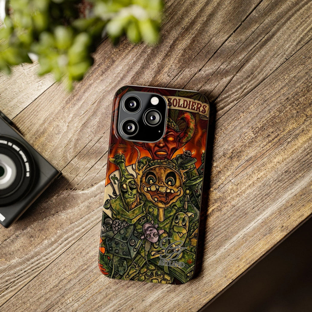 Devils Army Illustration Slim Phone Case | Horror Soldier Art by GT Artland