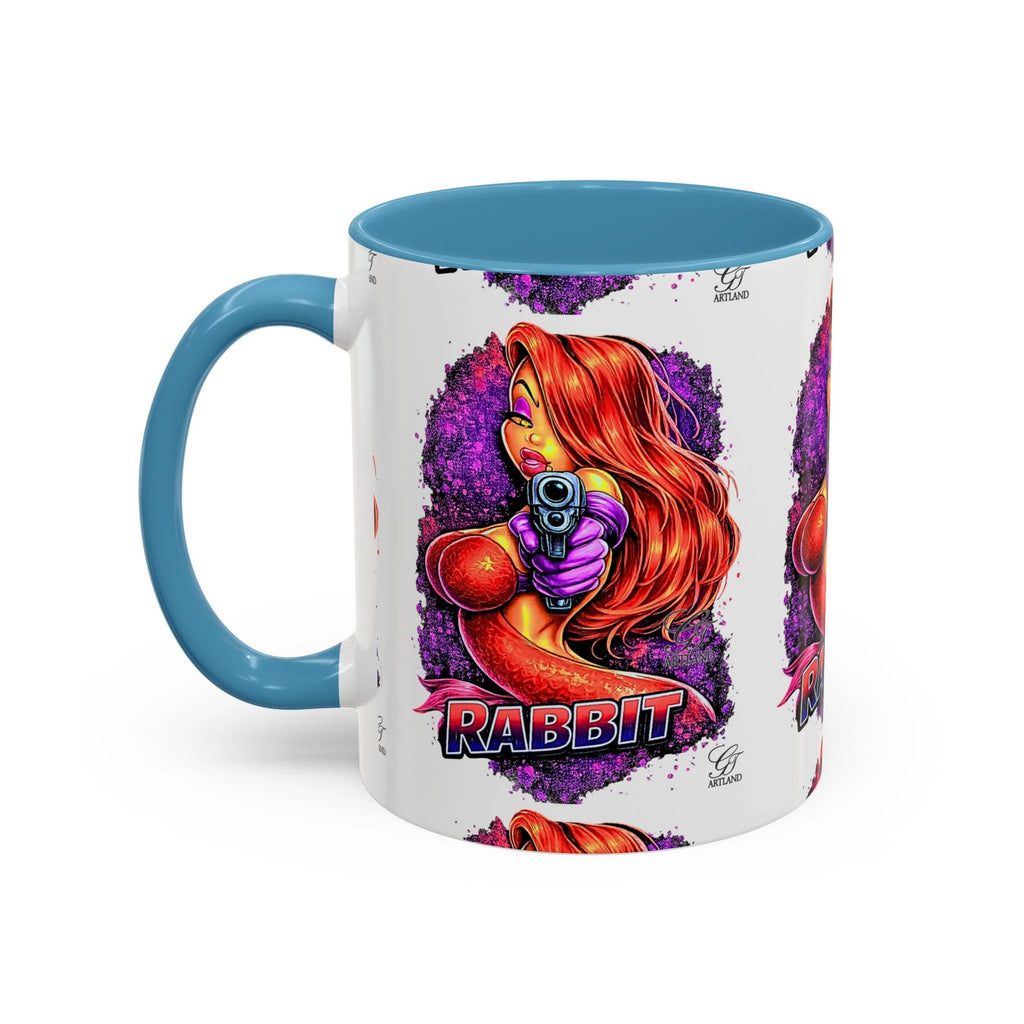Pinup Redhead Vixen with Gun Rabbit Mug | Accent Coffee Mug 11oz 15oz by GT