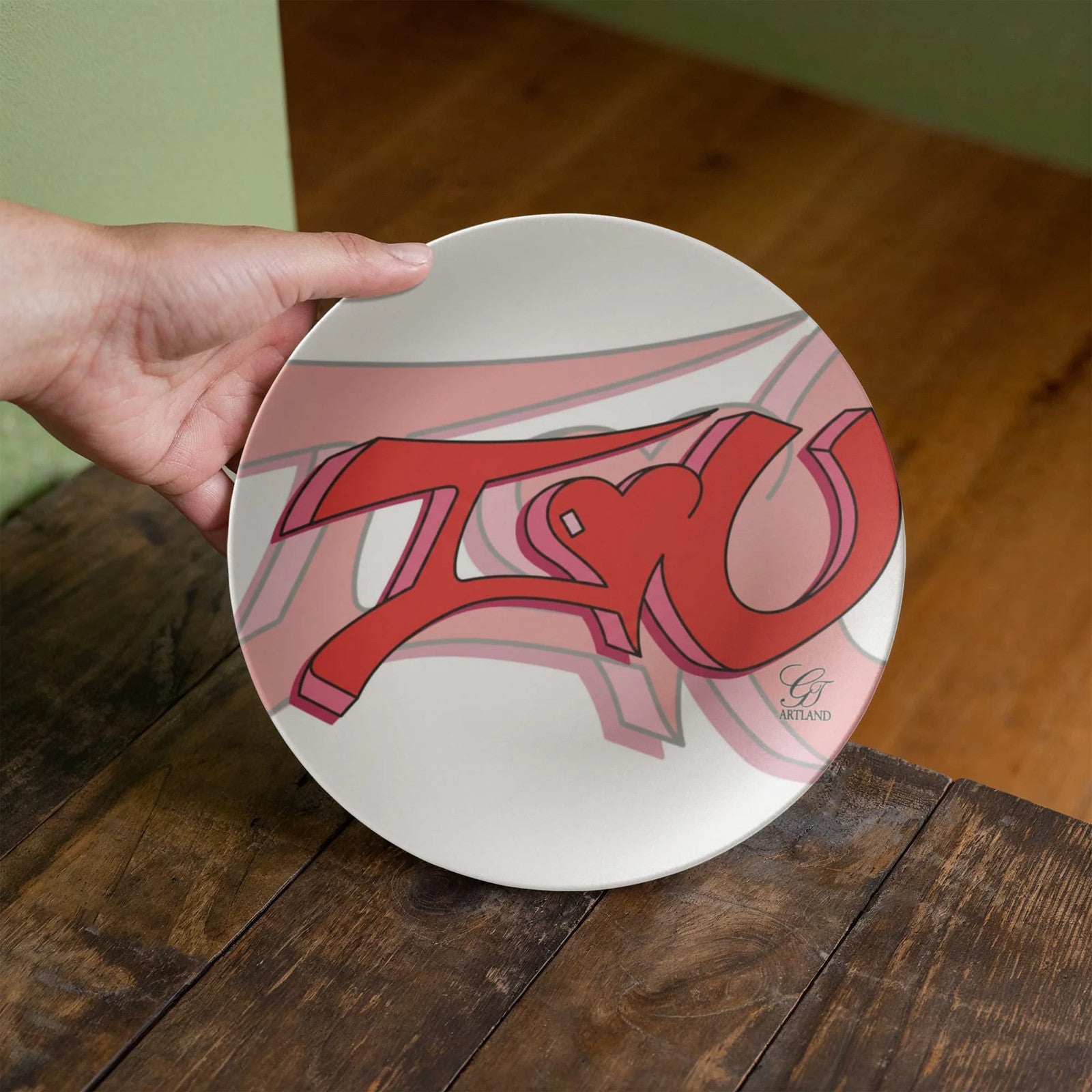 I Love You 3D Graffiti Graphic 10” Plate by GT Artland