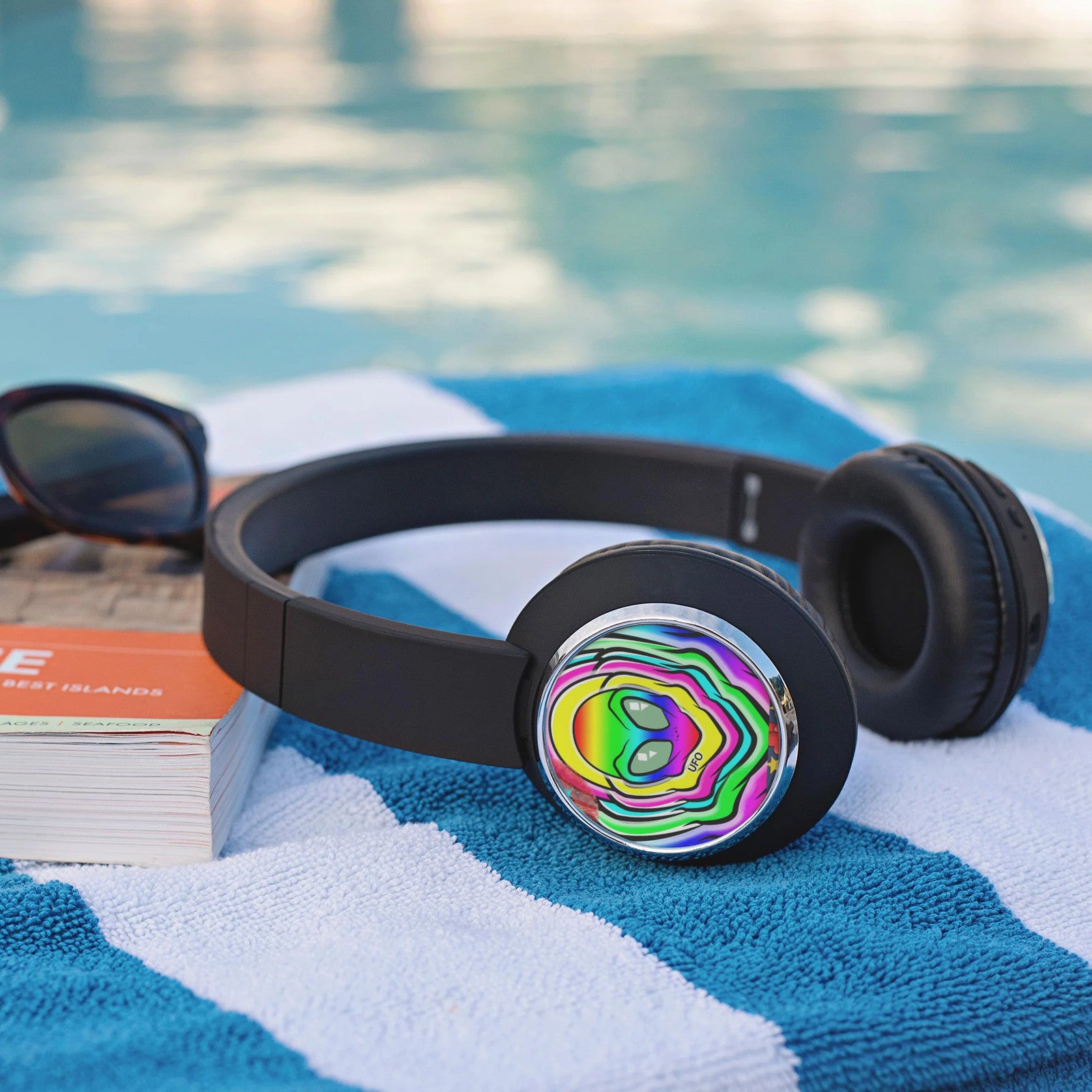 Electric UFO Rainbow Designer Beebop Headphones by GT Artland