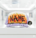 Custom Fire Flame Airbrush Hat With ANY NAME ANY COLORS  Random Hat Color 