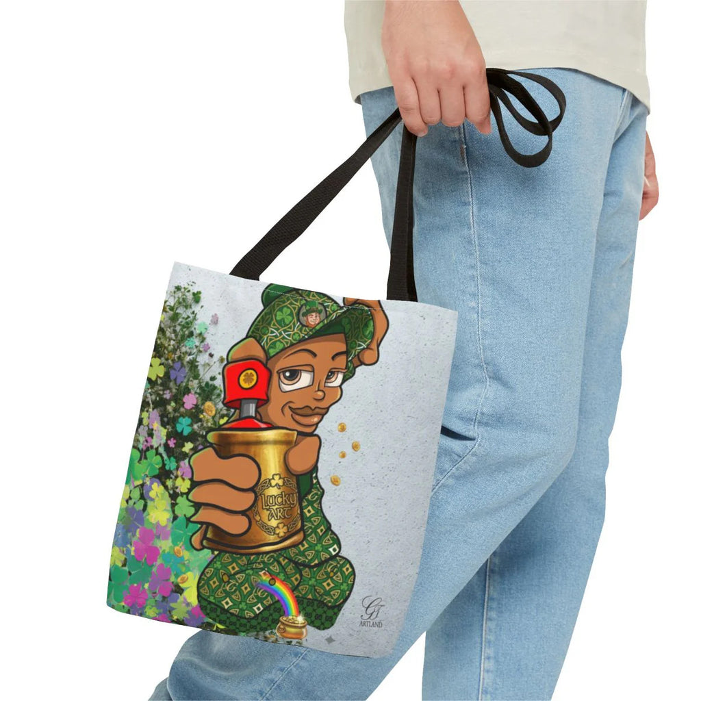 "Lucky Art" Spray Can Ebony Couple (Boy/Girl) St Patrick Theme Designer Tote
