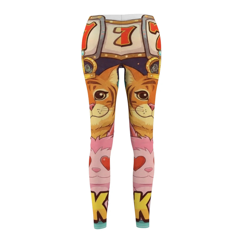 Jackpot 777 Tiger High Fashion Designer Women's Cut & Sew Casual Leggings by GT