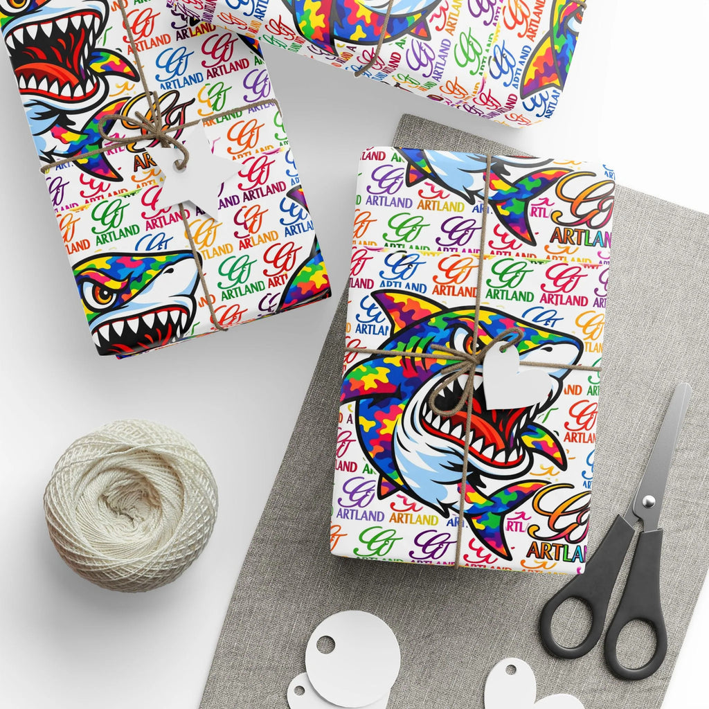 Colorful Designer Rainbow Killa Shark GT Pop Art Wrapping Paper | Patterned