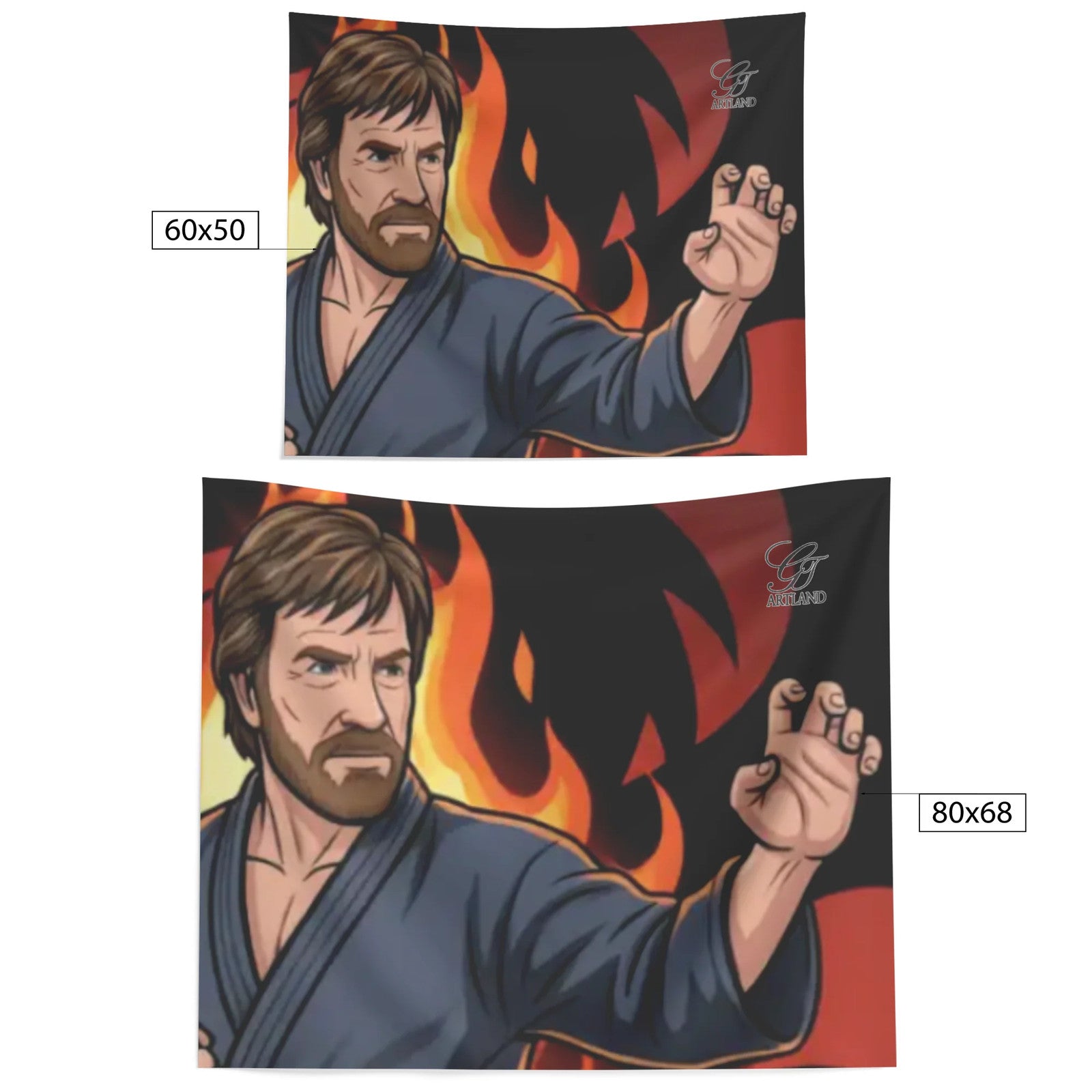 Chuck Norris Backdrop Tapestry by GT Artland