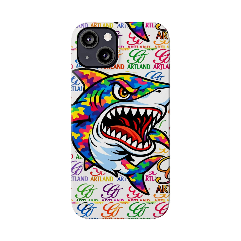 Colorful Camo Designer Shark GT Slim Phone Case | Vibrant Graphic, Artland Logo