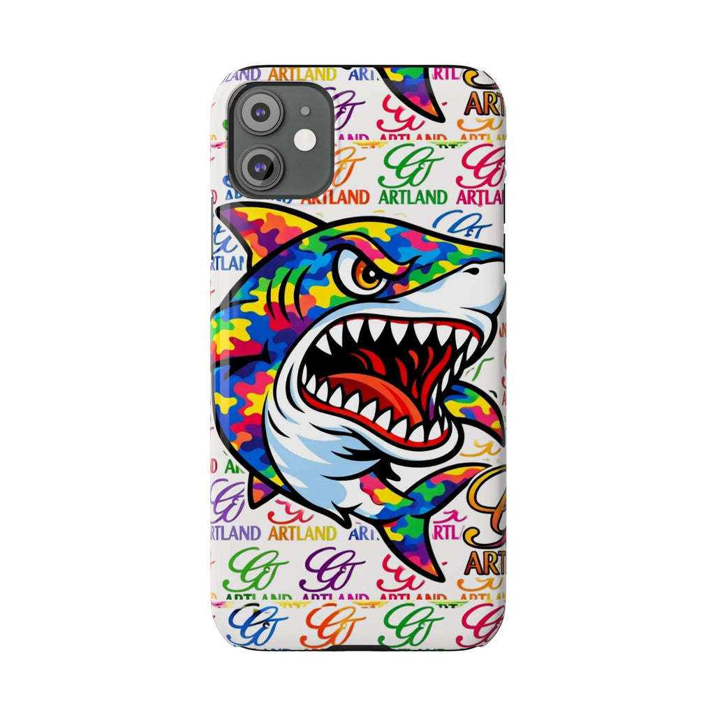 Colorful Camo Designer Shark GT Slim Phone Case | Vibrant Graphic, Artland Logo