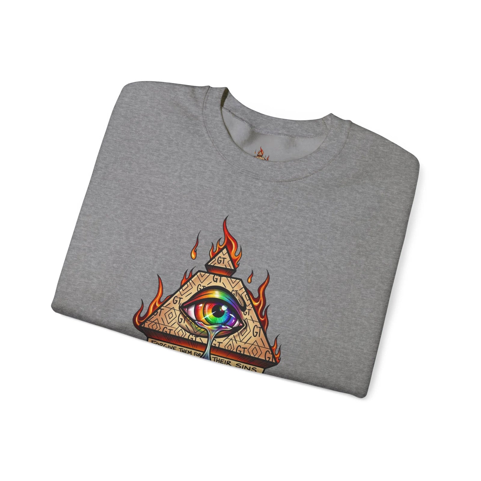 Psychedelic All-Seeing Eye Sweatshirt | Triangle Eye Flame Rainbow Drip by GT