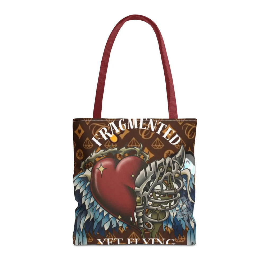 Fragmented yet flying Motivational tattoo Heart with Wings and Skeleton Equal
