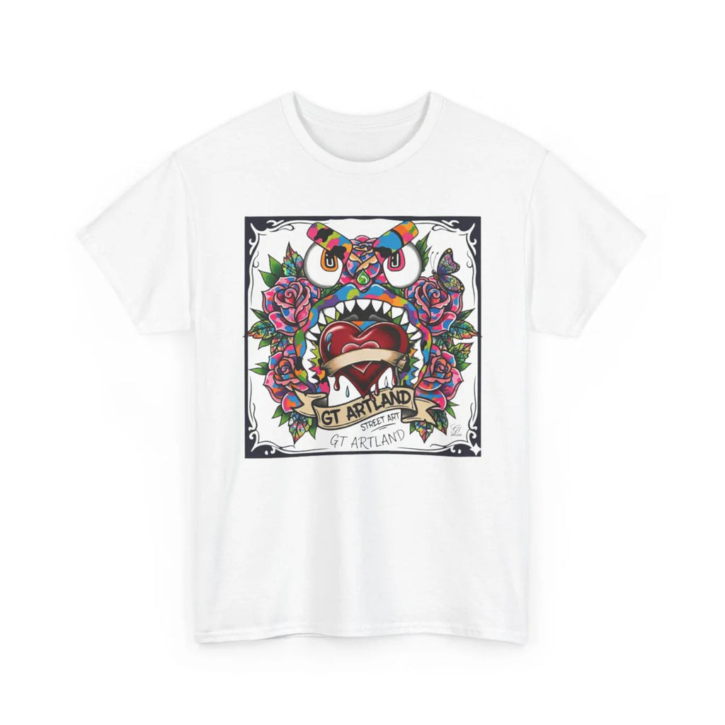 Gape Hearts and Roses Camo High Fashion Designer Unisex Heavy Cotton Tee BY GT