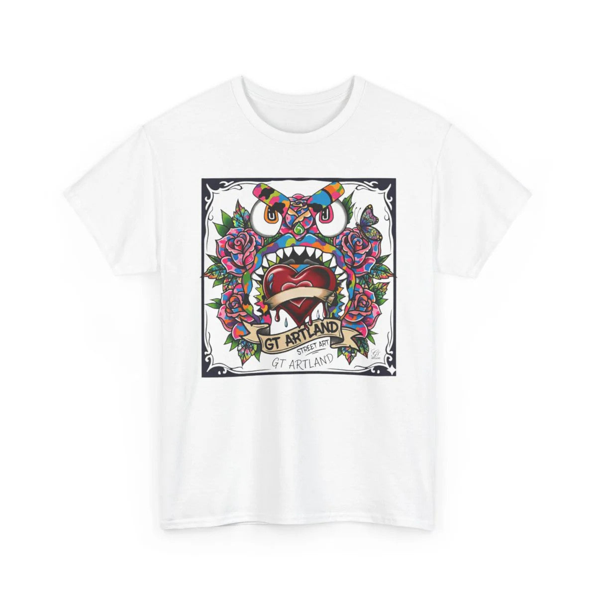 Gape Hearts and Roses Camo High Fashion Designer Unisex Heavy Cotton Tee BY GT