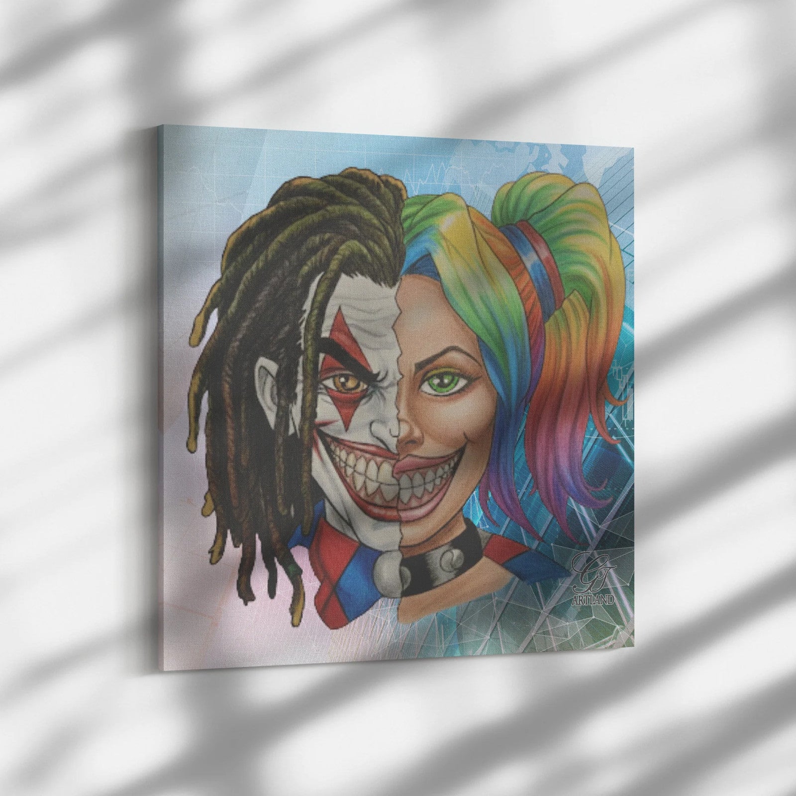 Joka Harley Twin Flame 2 Face Character Ivory Edition Square Canvas Wrap by GT