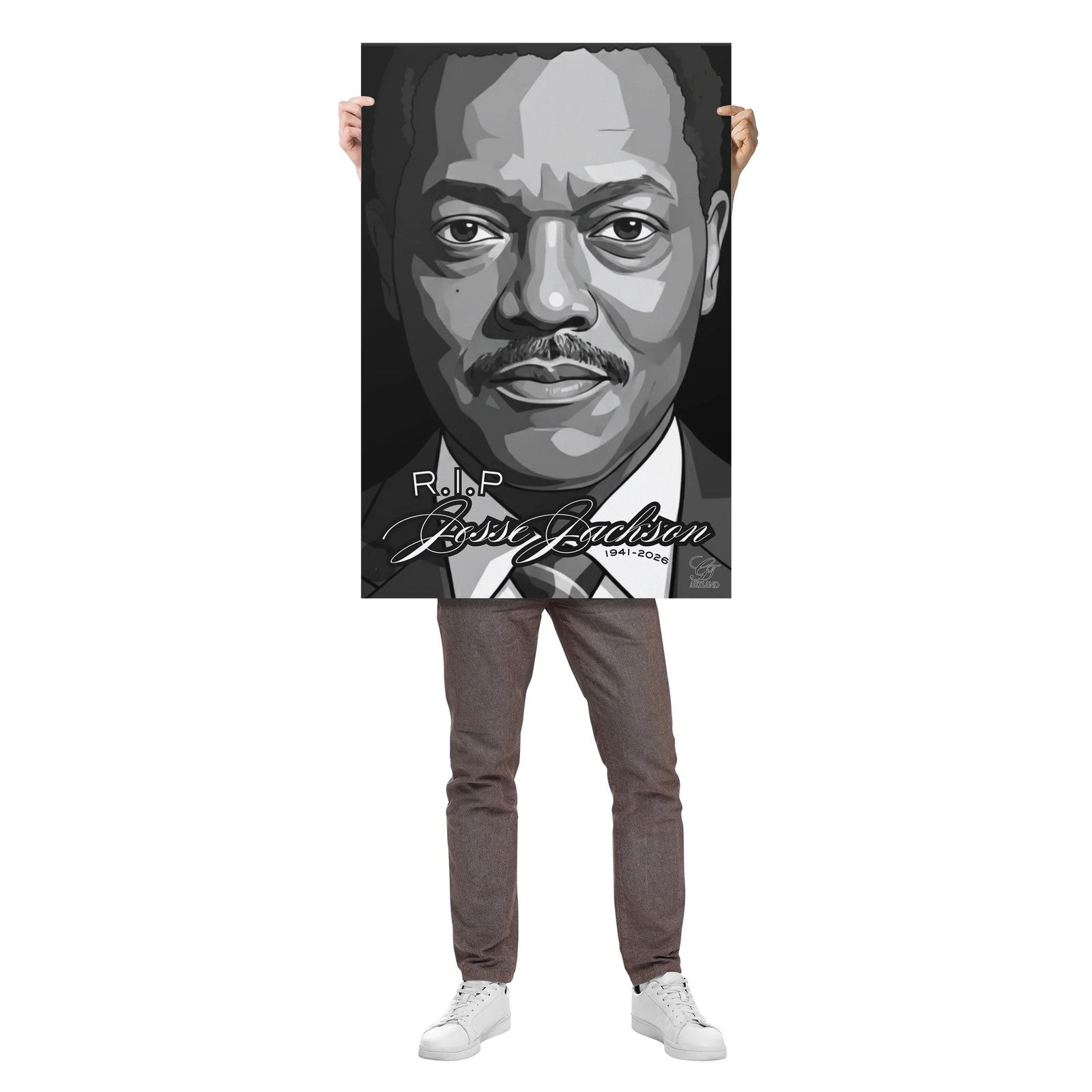 RIP Jesse Jackson Poster Tribute Classic Black and White 24" x 36" by GT Artland