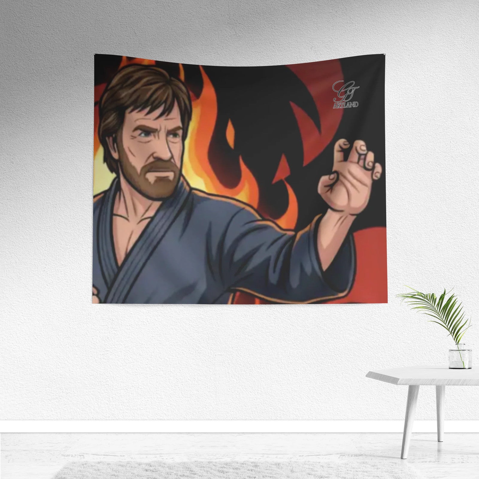 Chuck Norris Backdrop Tapestry by GT Artland