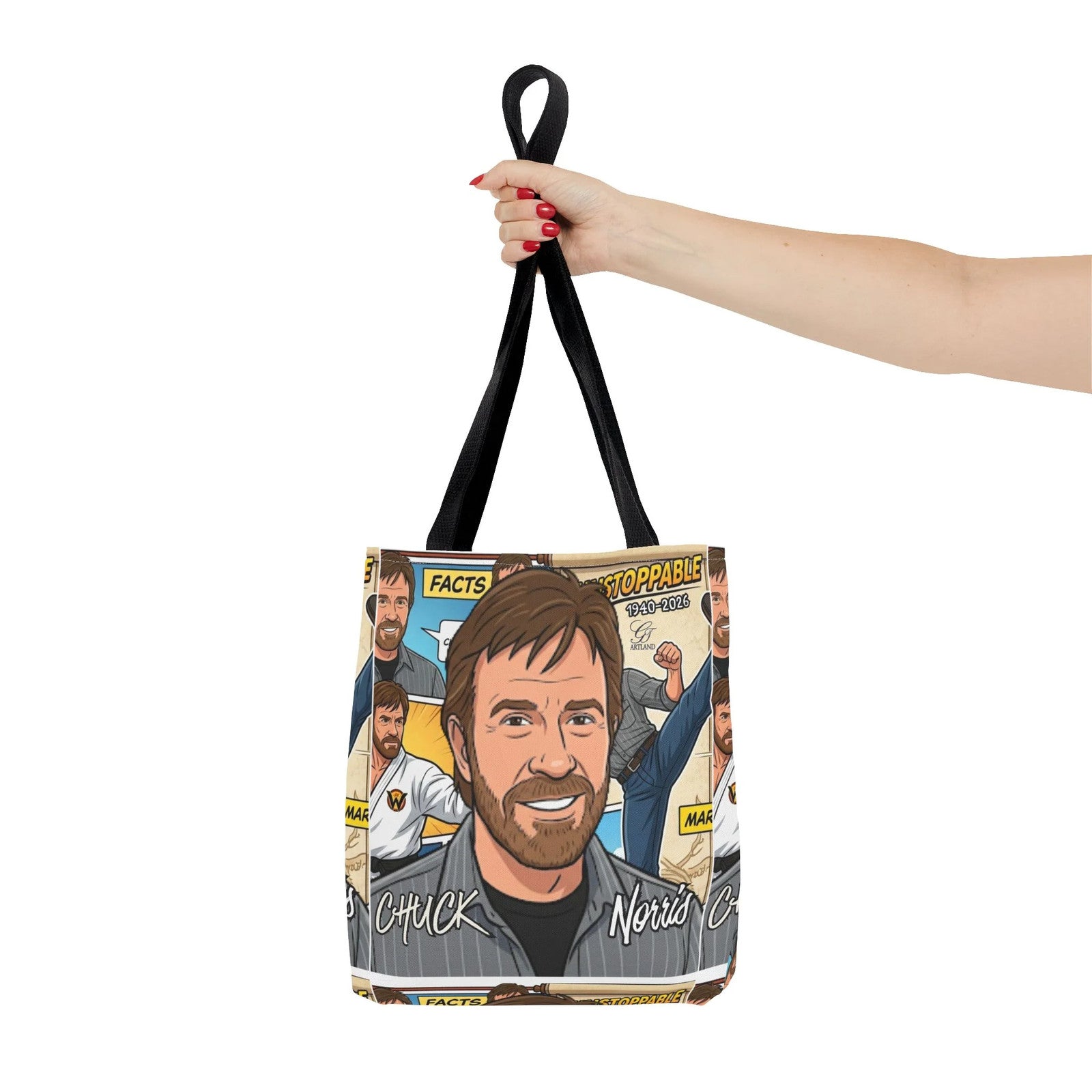 Chuck Norris Legacy Retro Martial Artist Cartoon Tote Bag | All-Over Print