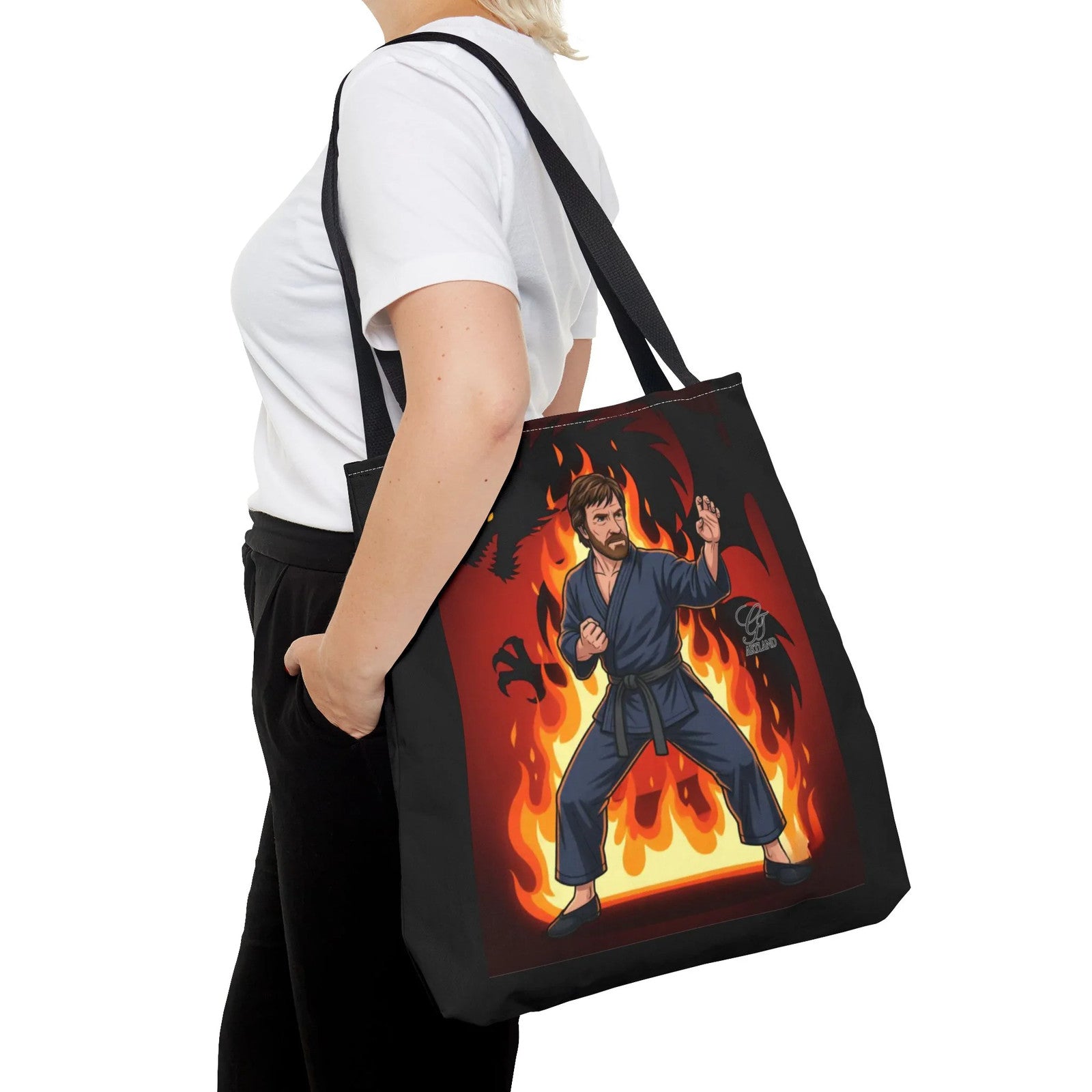 Flame Karate Fighter Chuck Norris Tote Bag | Martial Arts Fire Ninja