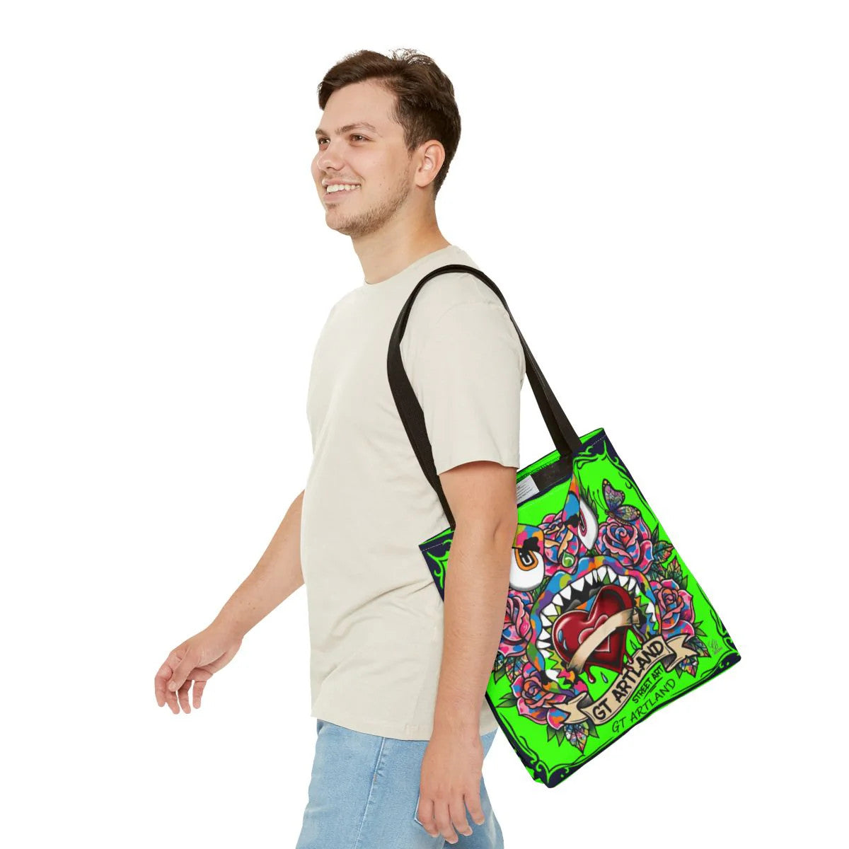 Colorful Gape Tattoo Monster Heart Tote Bag Slime Green Designer Edition |