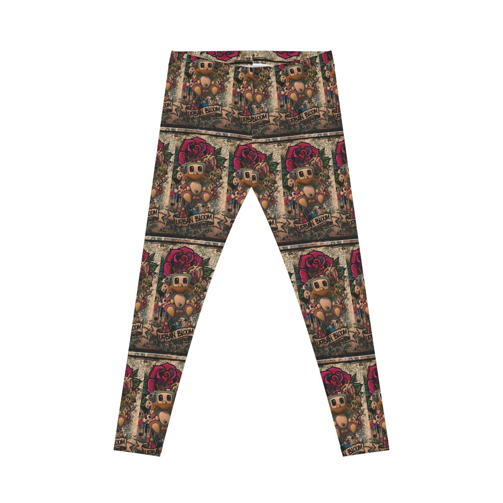 Poon Gothic Rosary Designer Rose Pattern Women's Casual Leggings by GT Artland
