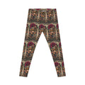 Poon Gothic Rosary Designer Rose Pattern Women's Casual Leggings by GT Artland
