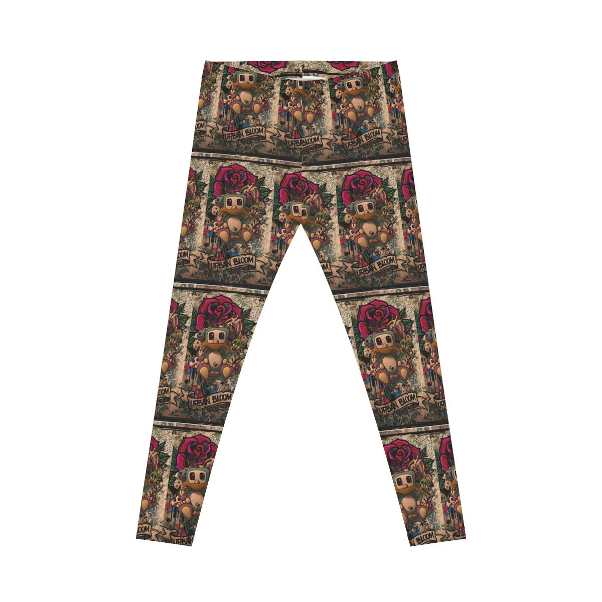 Poon Gothic Rosary Designer Rose Pattern Women's Casual Leggings by GT Artland