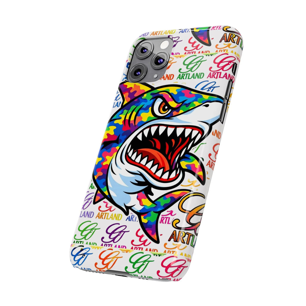 Colorful Camo Designer Shark GT Slim Phone Case | Vibrant Graphic, Artland Logo