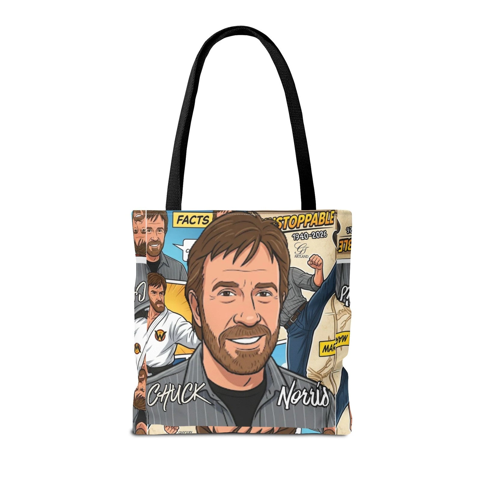 Chuck Norris Legacy Retro Martial Artist Cartoon Tote Bag | All-Over Print