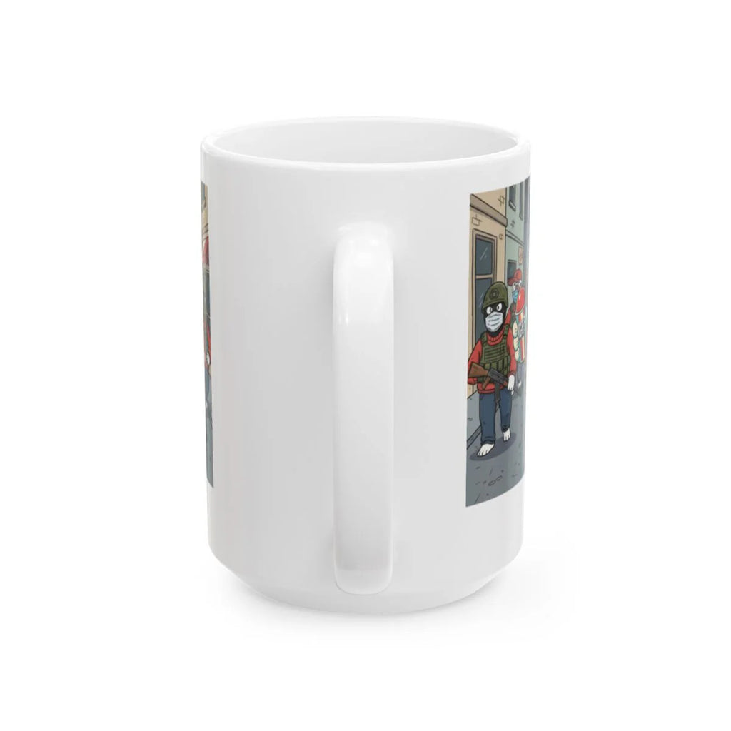 ICE Protest Free Refills Ceramic Mug, (11oz, 15oz) by GT Artland