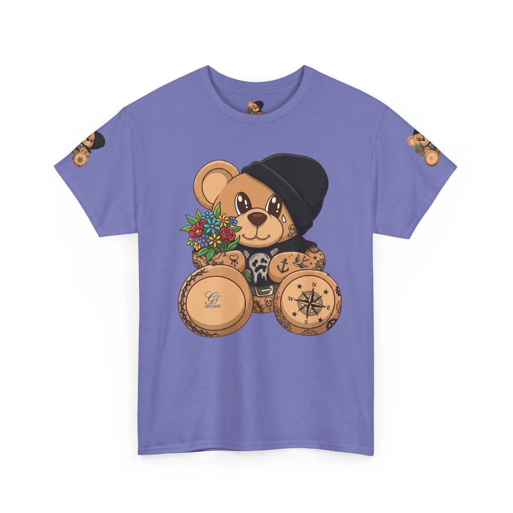 Teddy Bear with Beanie and Compass Tee | Floral Bouquet Graphic by GT Artland