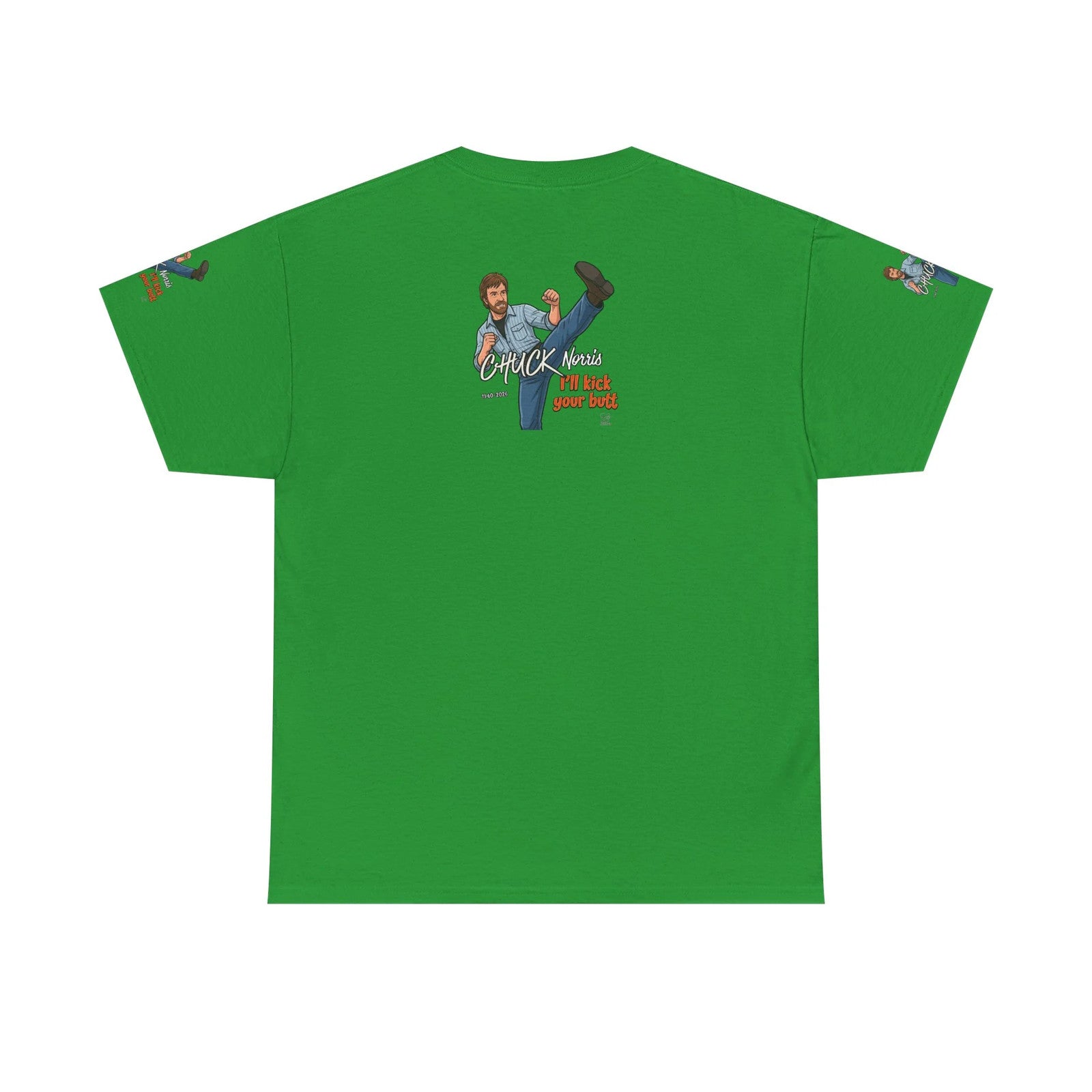Chuck Norris kick illustration T-Shirt | I'll kick your butt slogan designer by