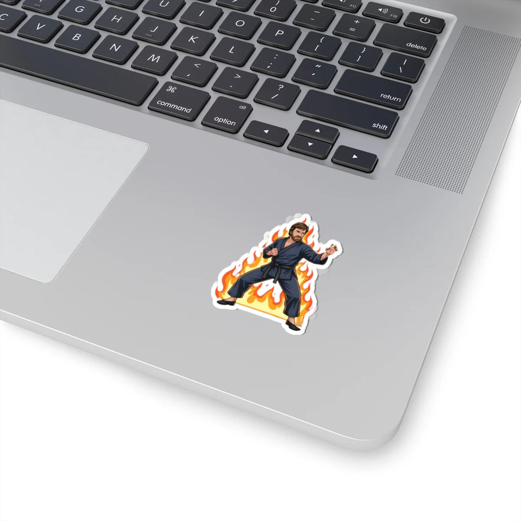 Martial Artist Chuck Norris with Flames sticker | Kiss-Cut Sticker by GT Artland
