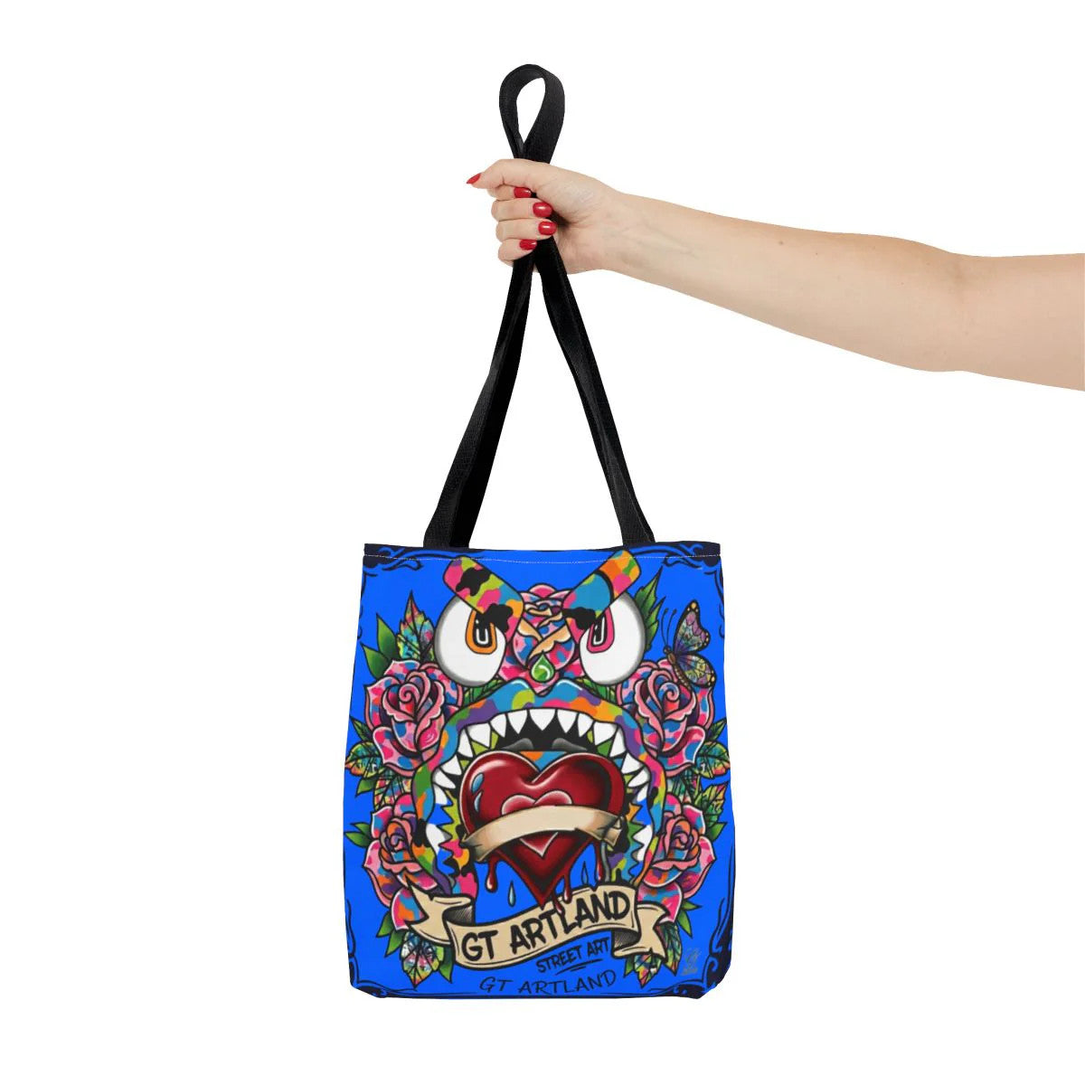 Colorful Gape Tattoo Monster Heart Tote Bag Designer sky blue Edition |