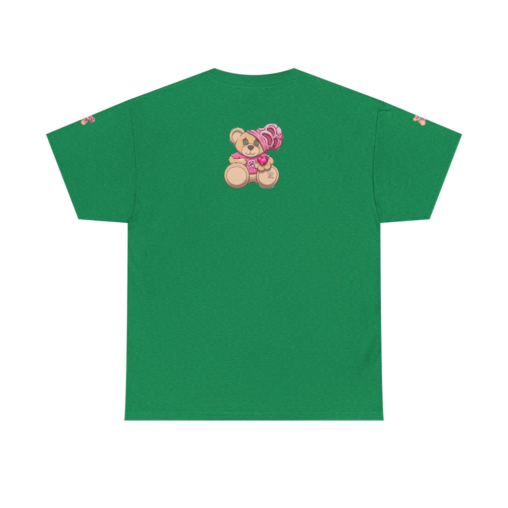 Pink Bear with Brain Beanie T-Shirt | Cute Teddy Illustration by GT Artland