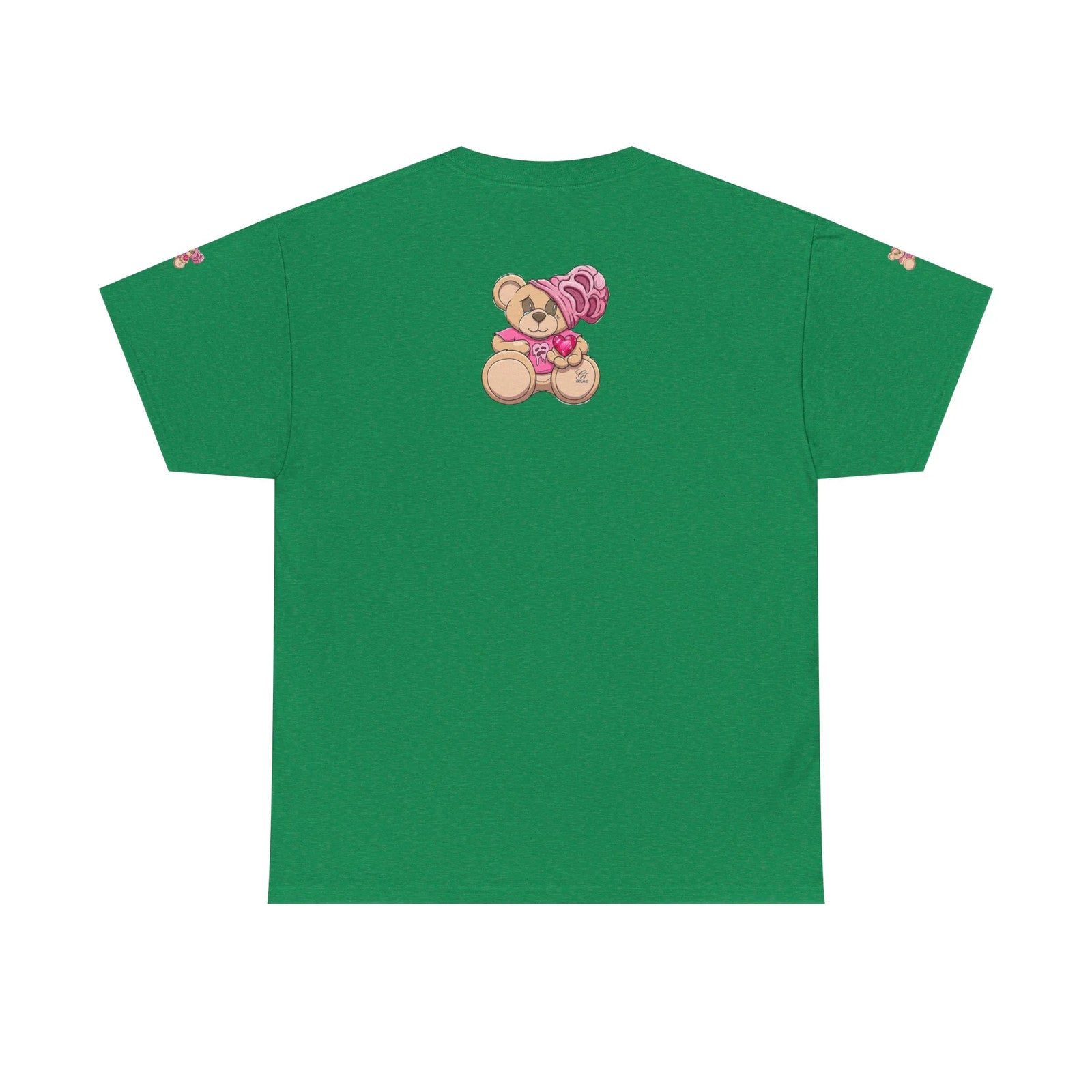 Pink Bear with Brain Beanie T-Shirt | Cute Teddy Illustration by GT Artland