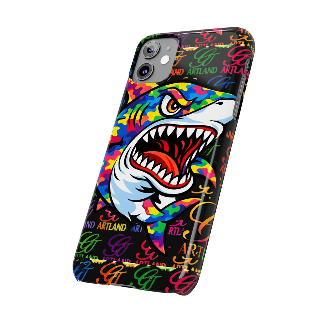 Colorful Shark GT Illustration Slim Phone Case | Neon Graffiti Pattern by GT