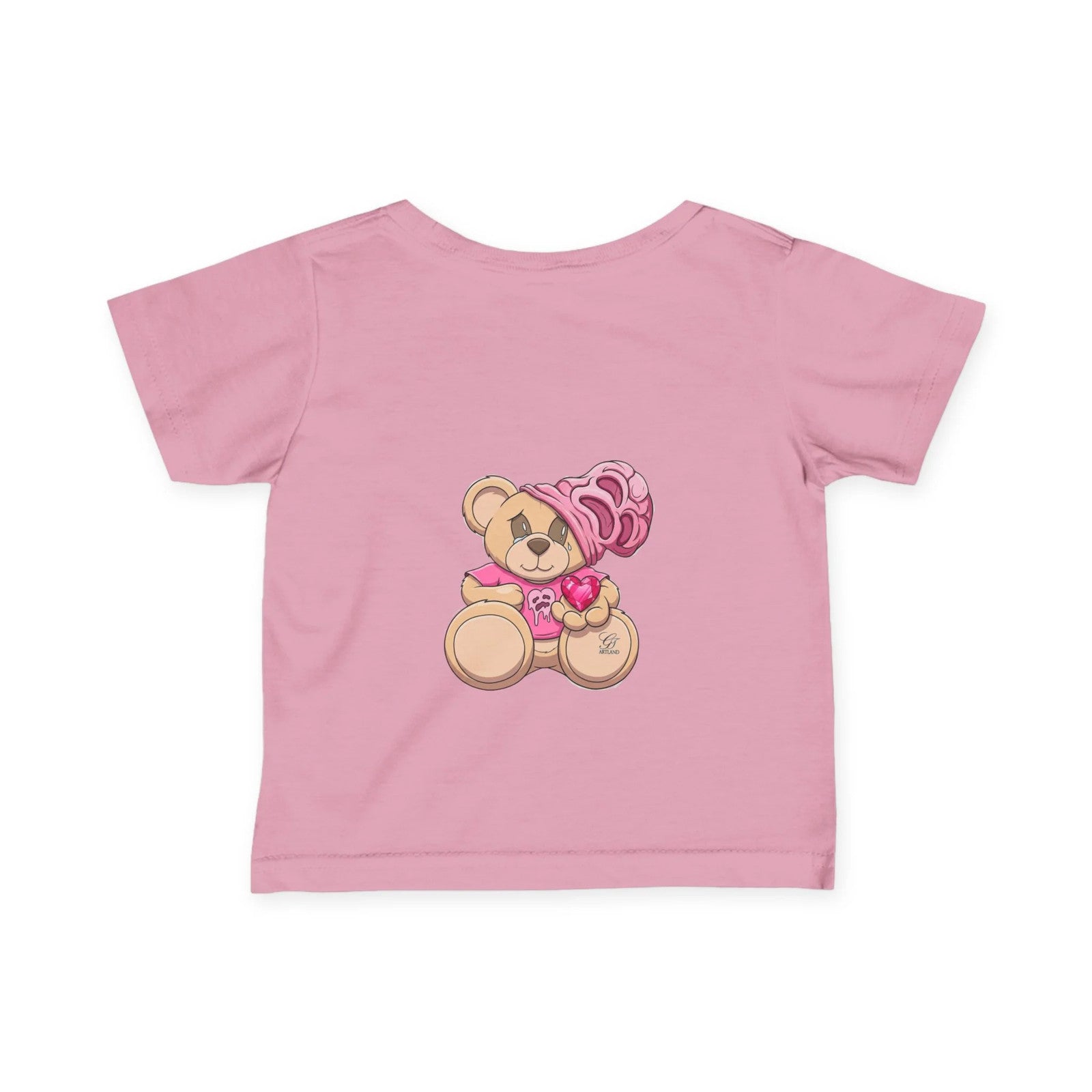 Teddy Bear with Heart Tees Infant Tee | Cute Pink Bear Baby Shirt by GT Artland