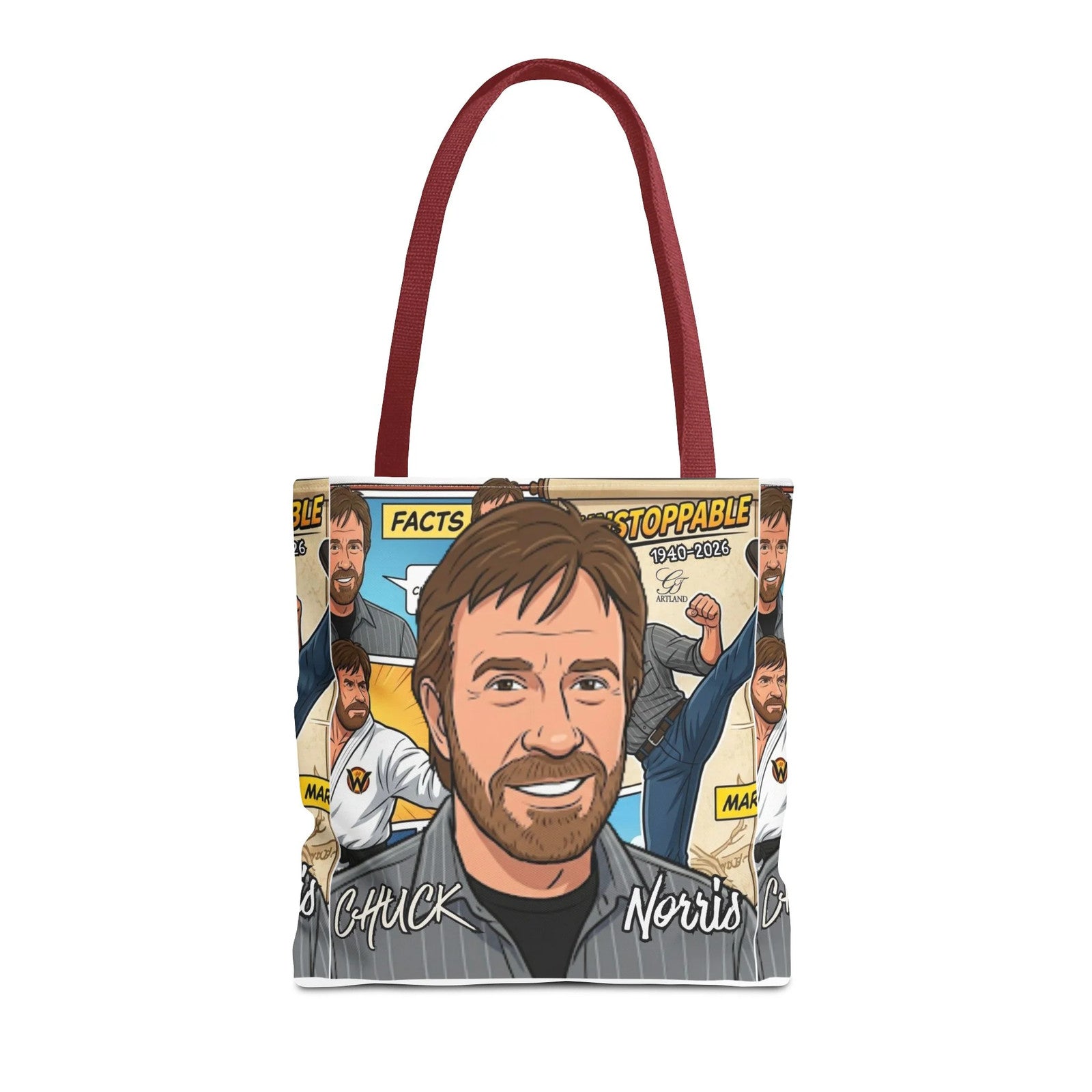 Chuck Norris Legacy Retro Martial Artist Cartoon Tote Bag | All-Over Print