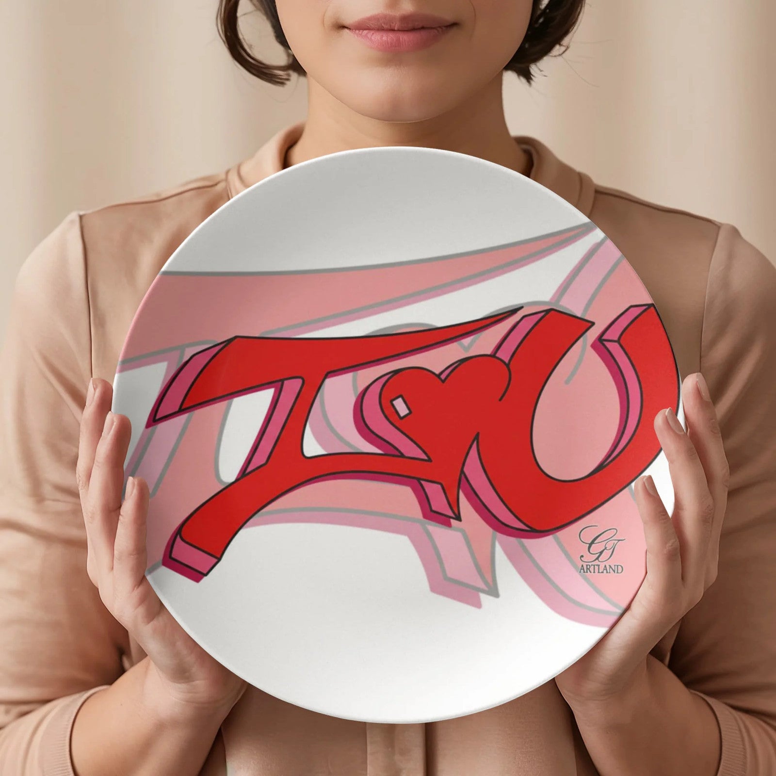 I Love You 3D Graffiti Graphic 10” Plate by GT Artland
