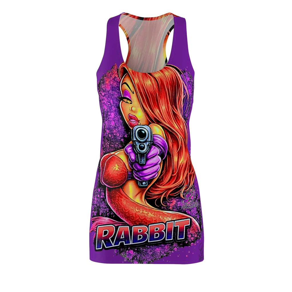 Pinup Rabbit Redhead with Gun Racerback Dress | Rabbit Graphic by GT Artland