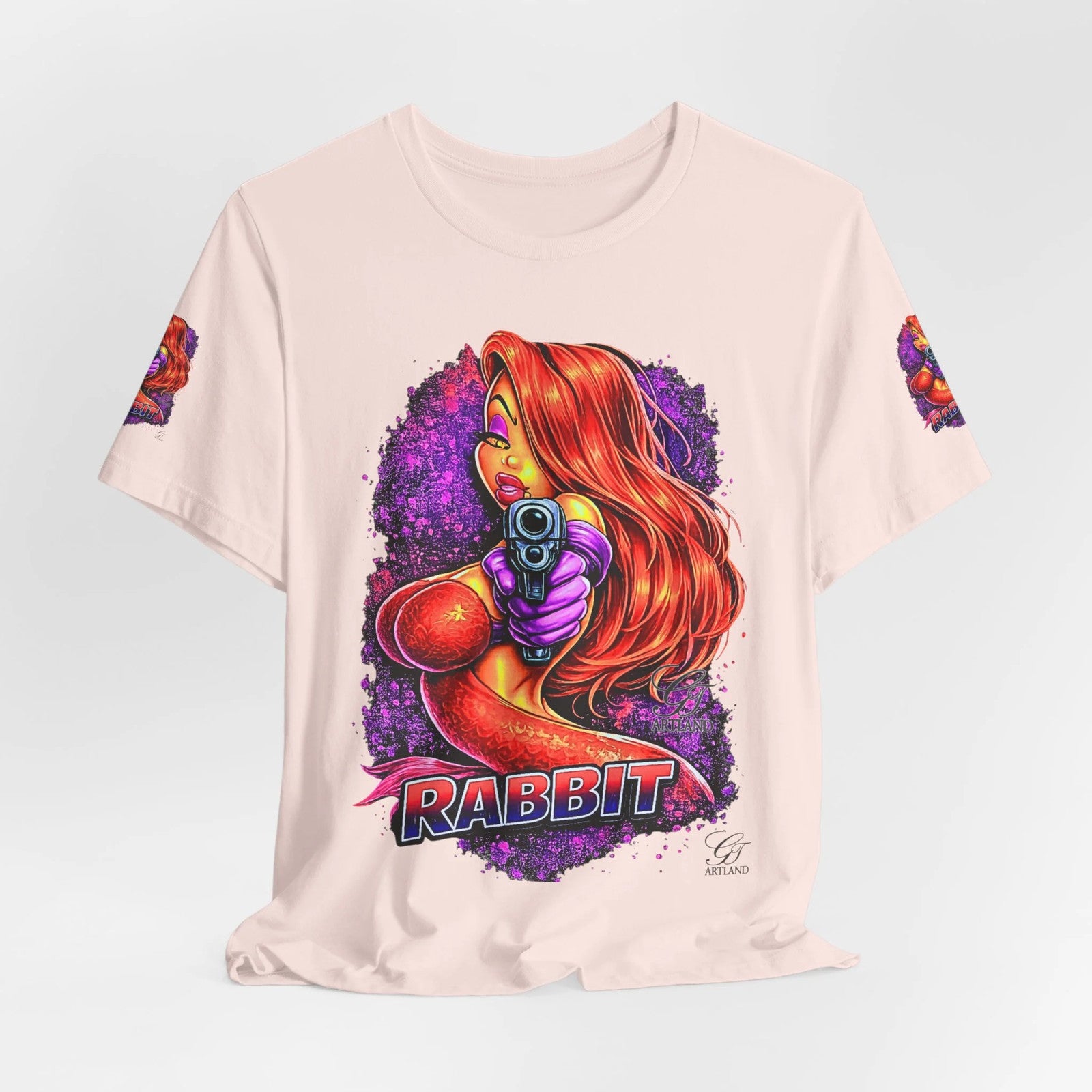Rabbit Pinup Girl T-Shirt | Retro Comic Femme Fatale Graphic Tee by GT Artland