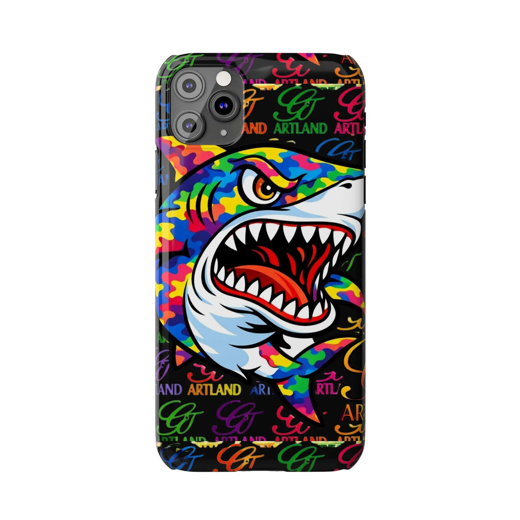 Colorful Shark GT Illustration Slim Phone Case | Neon Graffiti Pattern by GT