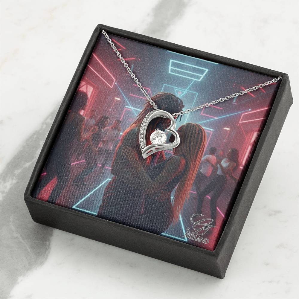 Forever Love Necklace Rhodium + Custom Personalized Luxury Box by GT Artland