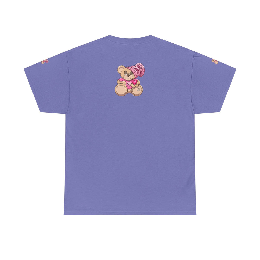 Pink Bear with Brain Beanie T-Shirt | Cute Teddy Illustration by GT Artland