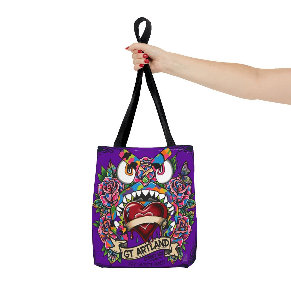 Colorful Gape Tattoo Monster Heart Tote Bag Designer Purple Haze Edition |