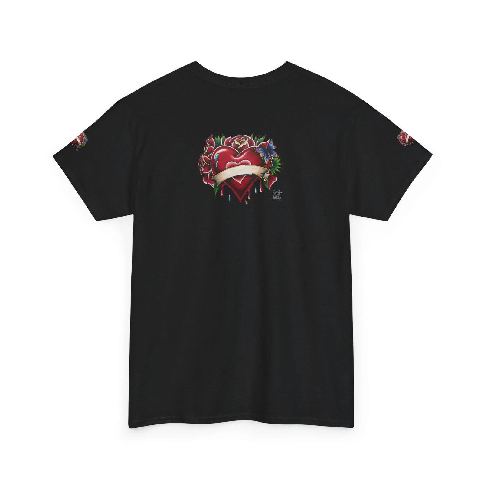 HEARTS AND ROSES Tattoo Styled Original T Shirt with Personalization by GT