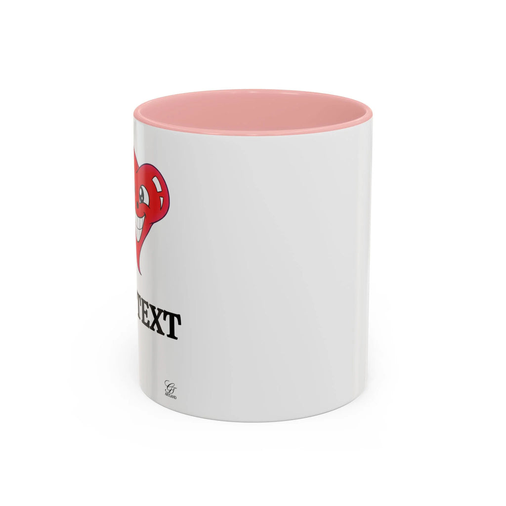 I ️ "Add Any Text" Happy Heart Classic Accent Coffee Mug (11, 15oz) by GT