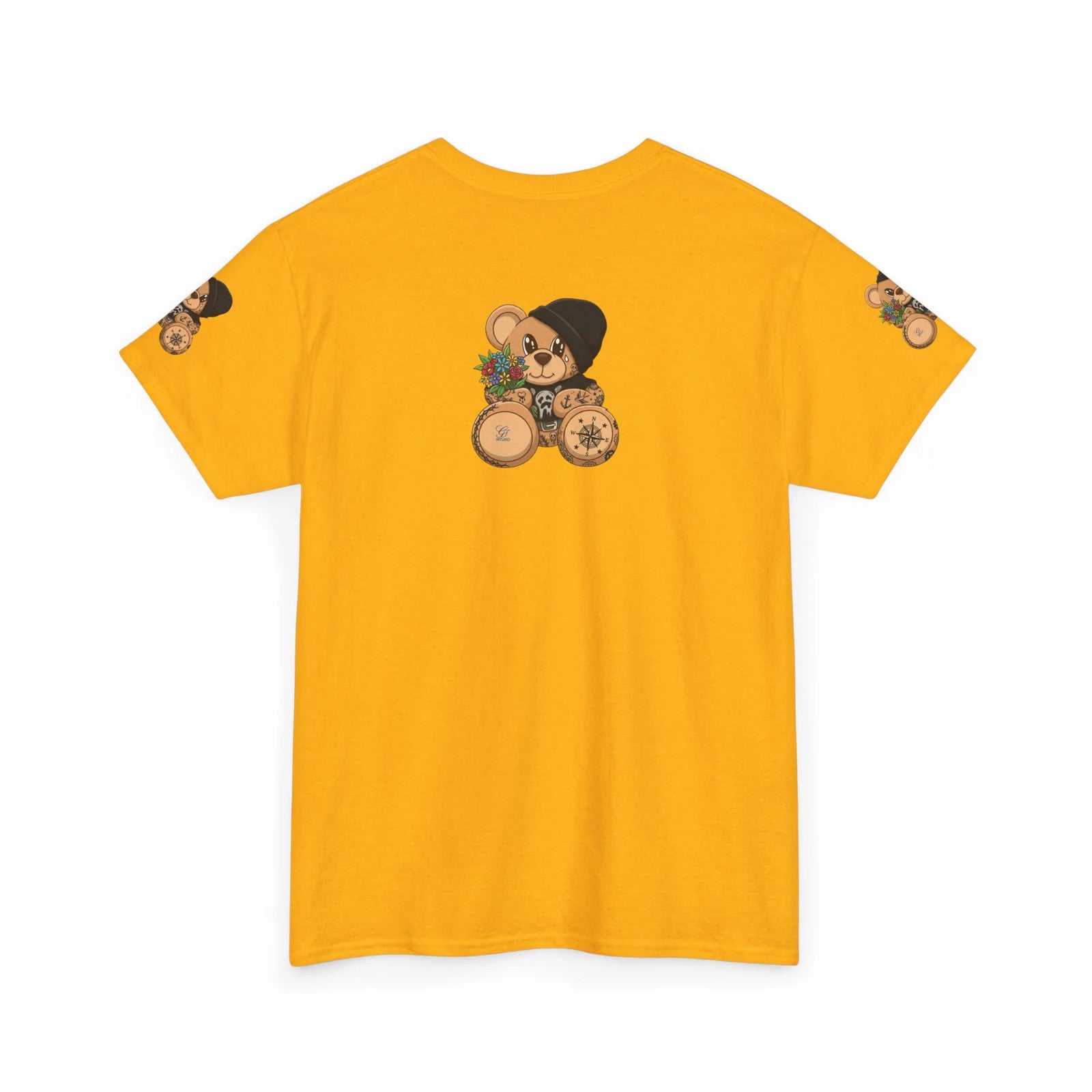 Teddy Bear with Beanie and Compass Tee | Floral Bouquet Graphic by GT Artland