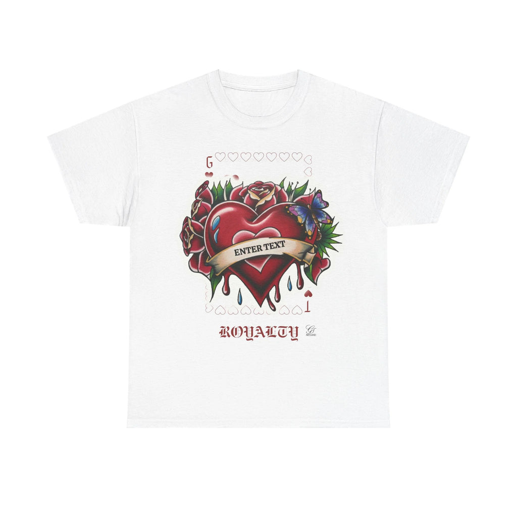 Hearts And Roses G Card Royalty Custom Text Unisex Heavy Cotton Tee by GT