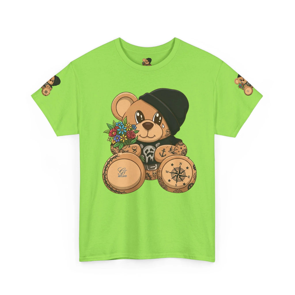 Teddy Bear with Beanie and Compass Tee | Floral Bouquet Graphic by GT Artland